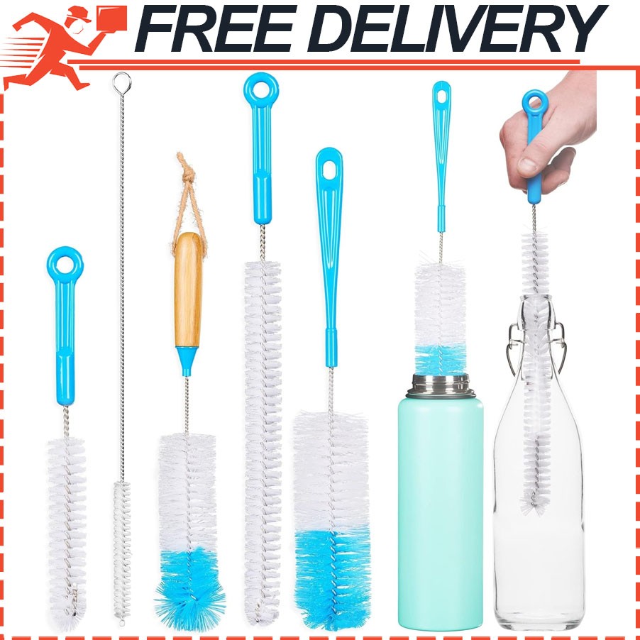 5pc Bottle Brush Cleaner Long Water Bottle Straw Cleaning Brush Wire Scrub Set