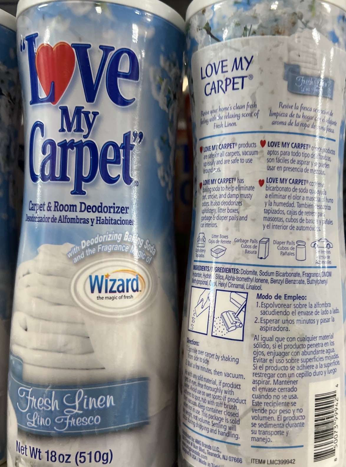4 Love My Carpet 2-in-1 Carpet & Room Deodorizer – 4 Pack Fresh Linen 18oz ea DW