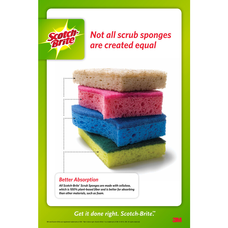 Scotch-Brite Non-Scratch SCRUB SPONGES 3 ct Multi-Purpose Absorbent MP-3-8-D NEW