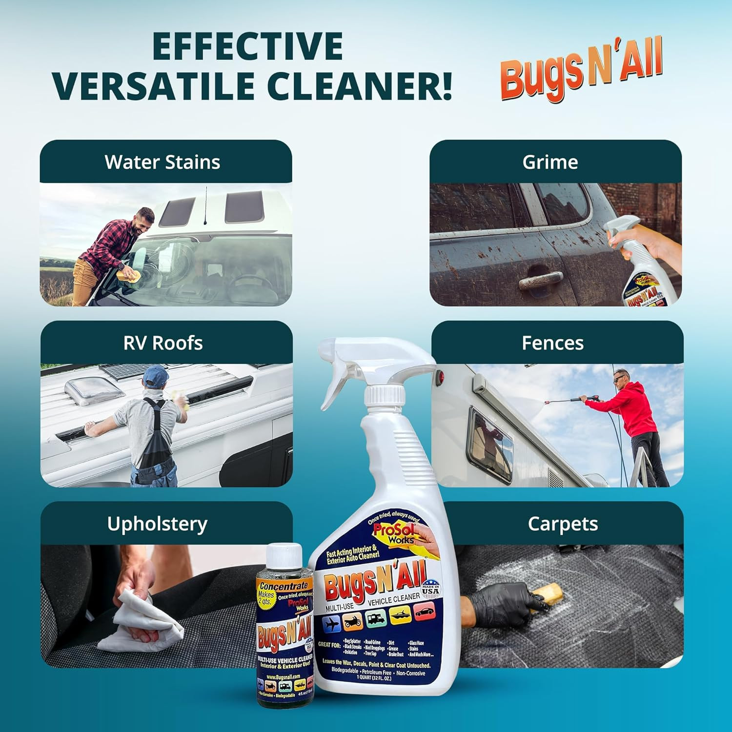 Bugs N’ All Multipurpose Car Cleaner & Degreaser – Bug & Tar Remover Concentrate