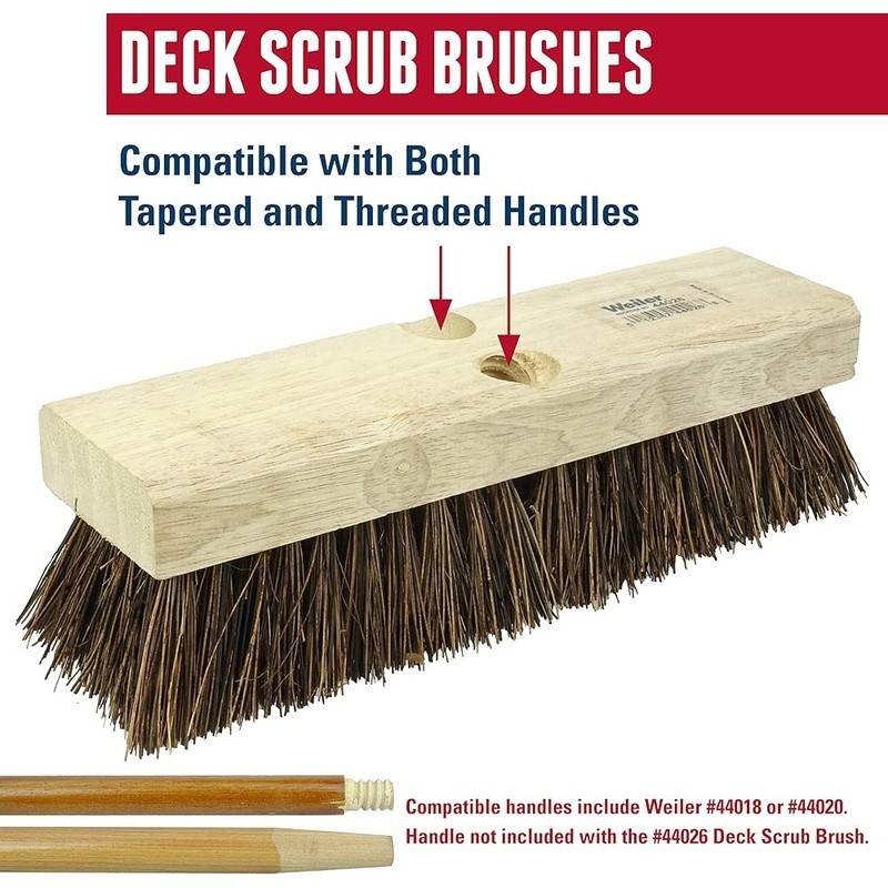 Heavy Duty Deck Scrub Brush Palmyra Bristles Wood Concrete Cleaning Tool New