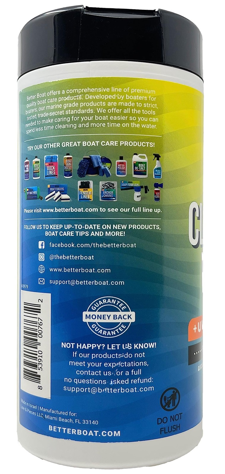 2PK Boat Cleaner Wipes with UV Protection, Marine Vinyl Cleaner and Protectan…