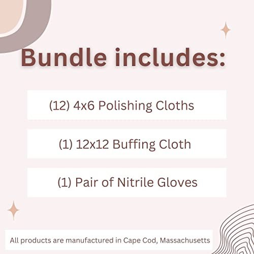 Metal Polishing Kit – 12 Polishing Cloths, 12×12 Buffing Cloth & Nitrile Gloves