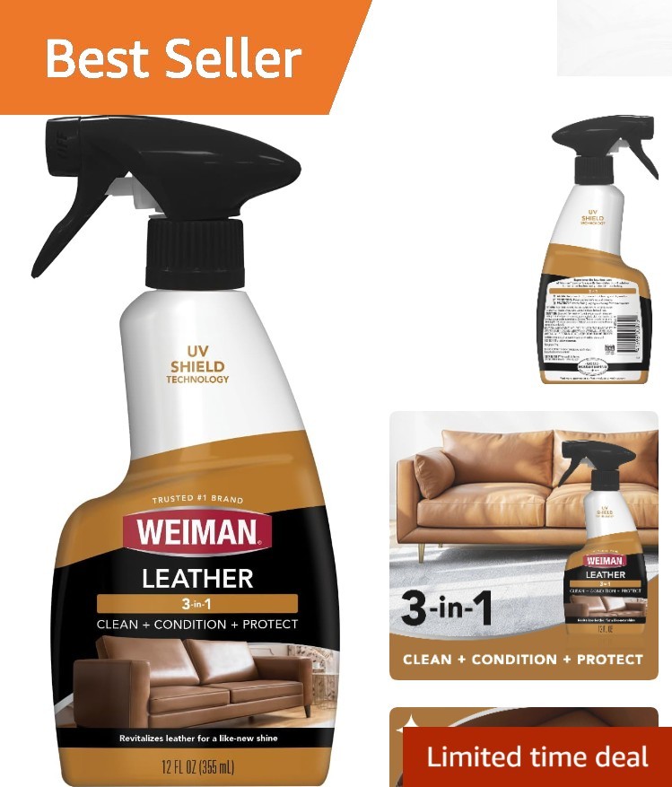 Leather Cleaner & Conditioner – UV Protection, 12 Fl Oz, Restores & Protects
