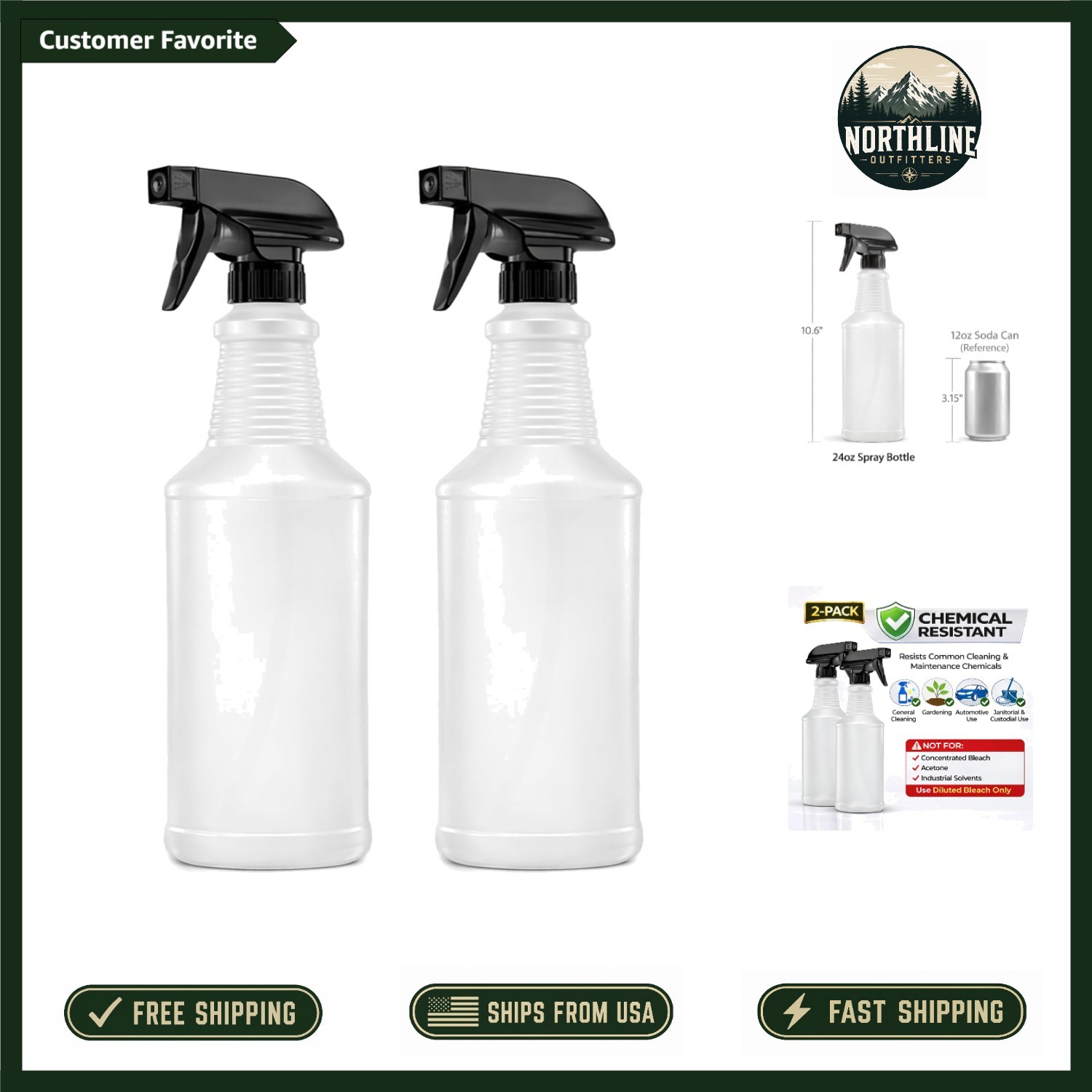 Leak-Proof BPA-Free 2-Pack Spray Bottles – Ideal for Cleaning & Gardening