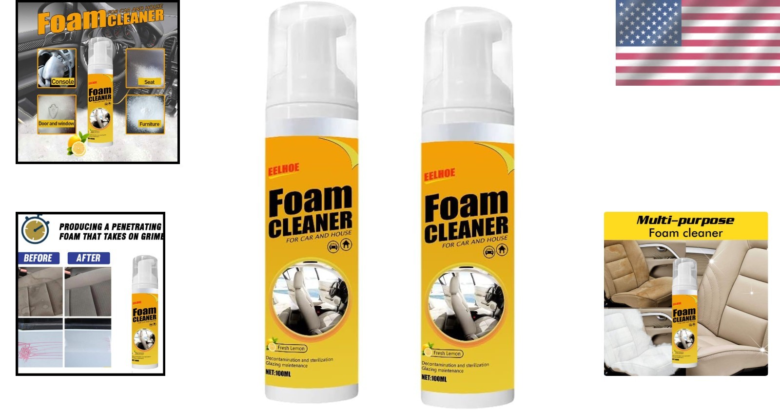 Multipurpose Lemon Foam Cleaner Spray – 2 Pcs, 100ml for Quick & Easy Cleaning