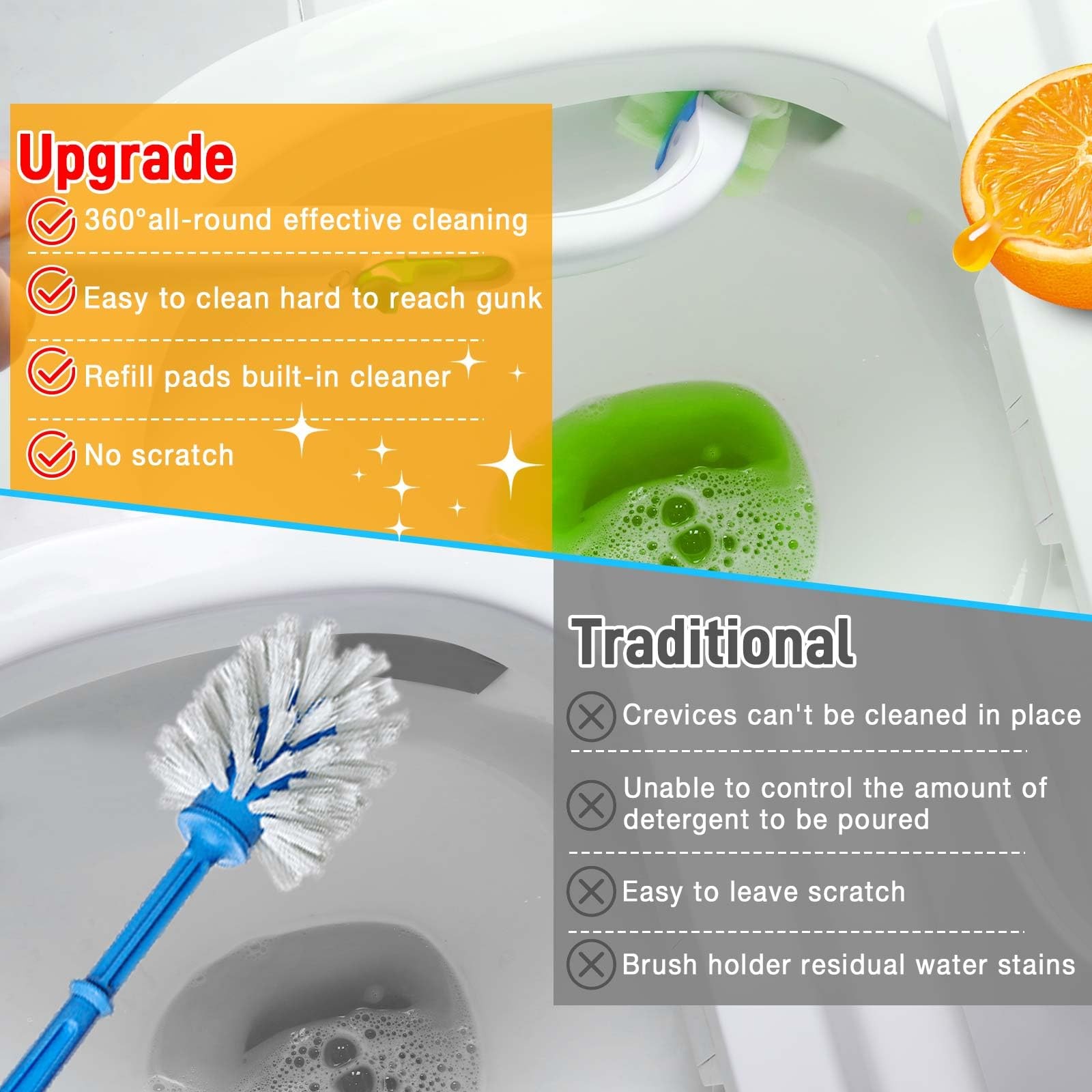 Toilet Cleaner Refill Pads 48 Refills Citrus Scent Toilet Scrubber Refill Enh…