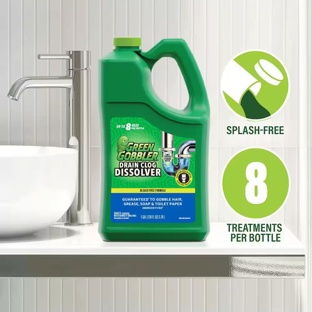 1 Gal. Drain Clog Dissolver and Remover, for Sinks, Tubs, Toilets and Showers Dr