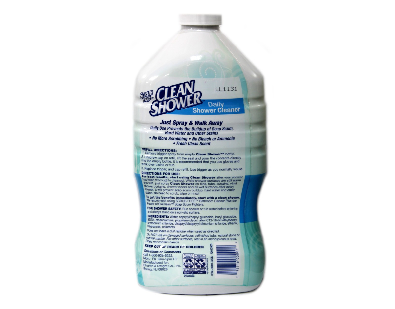 Clean Shower Daily Shower Cleaner Refill, 60 fl oz – Pack of 6