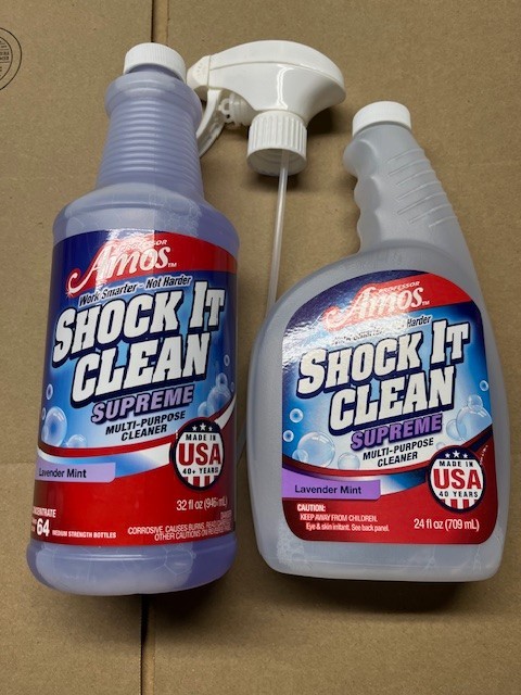 Professor Amos Shock It Clean 32 oz. Concentrate=64x24oz bottles, Lavender Mint