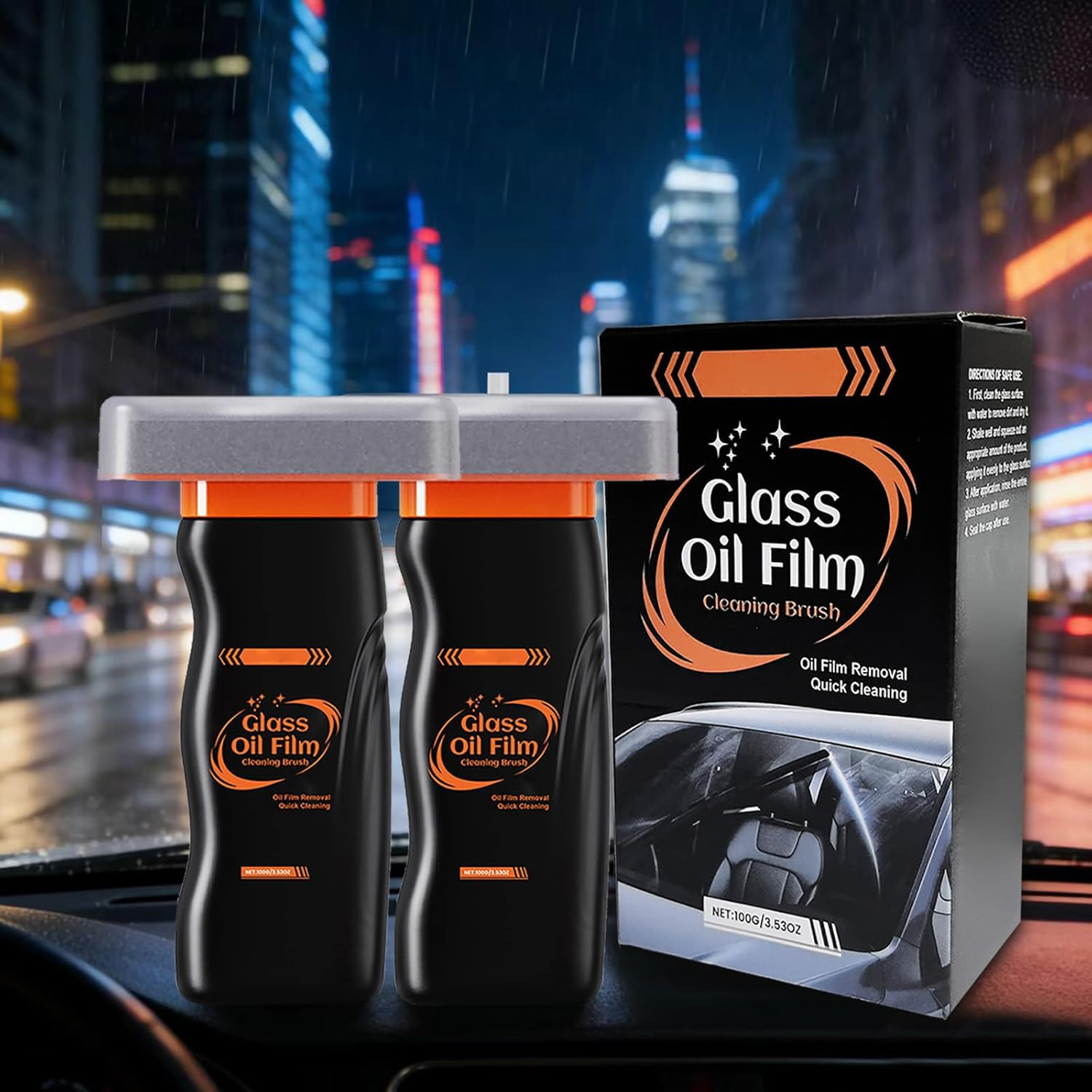 3 Pack Glass Oil Film Remover for Car Windshield-300G, Roll-On Glass Cleaning Co