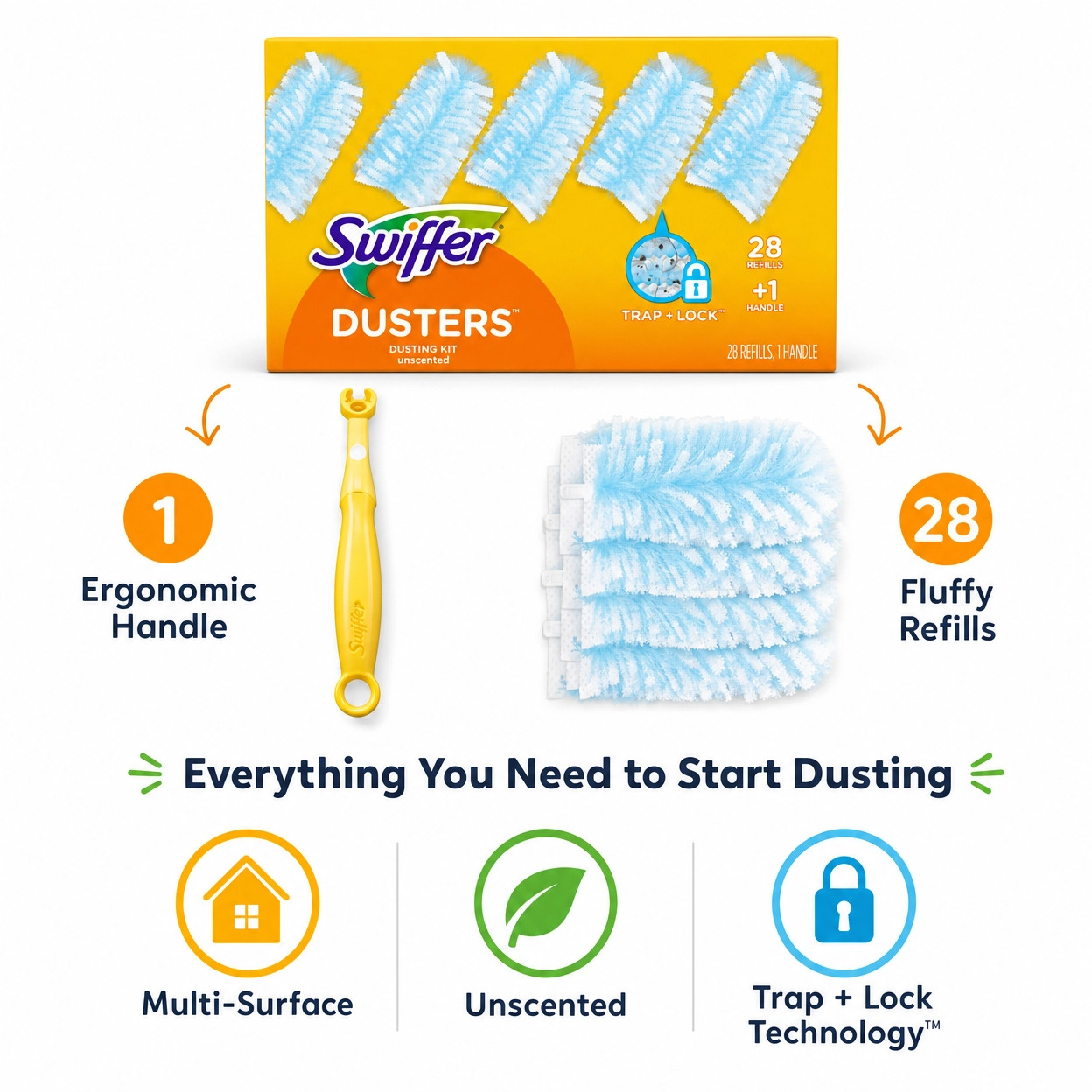 Swiffer Multi-Surface Dusters Refills 28 Count Unscented Household Cleaning