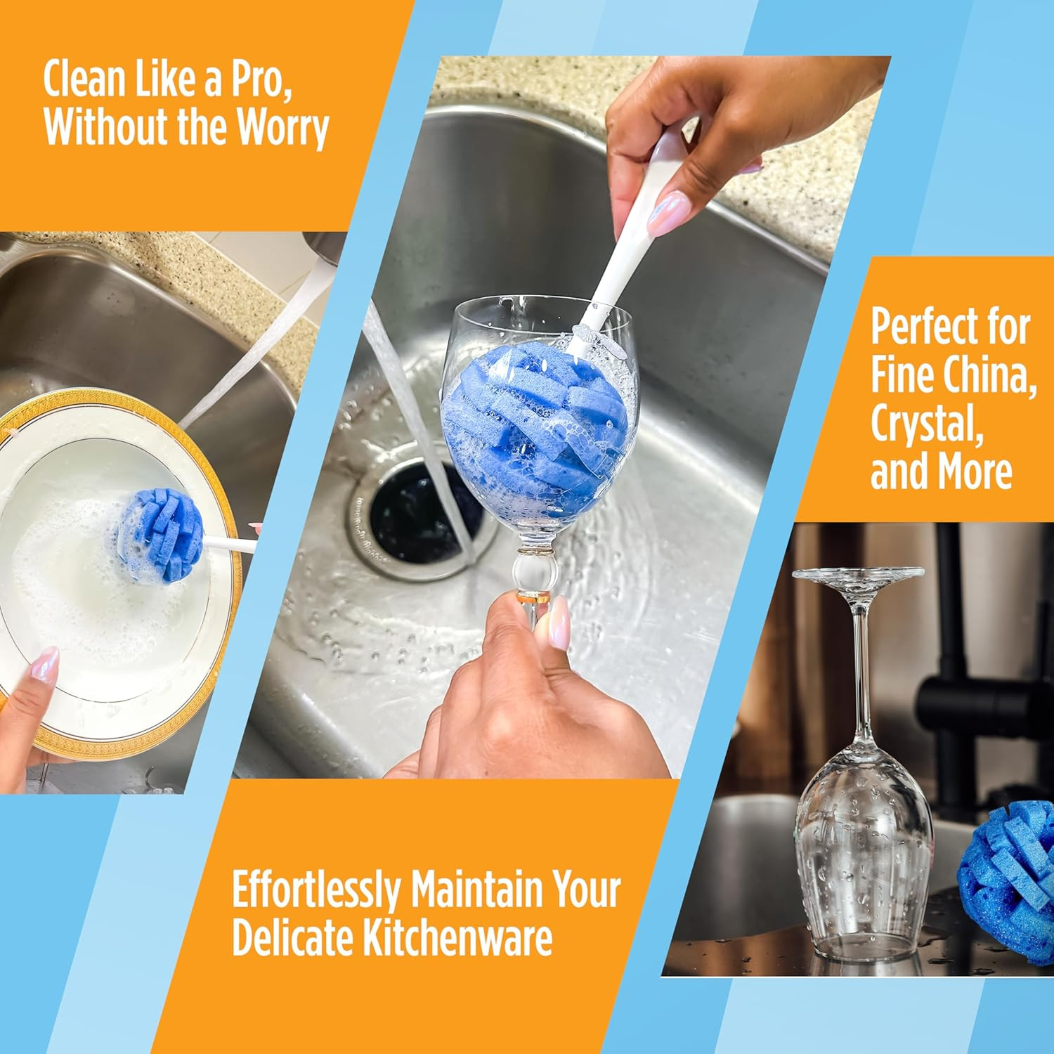 Dish Wand China Durable Foam Sponge Petals Brush and Clean Dishes, Pots, Bott…