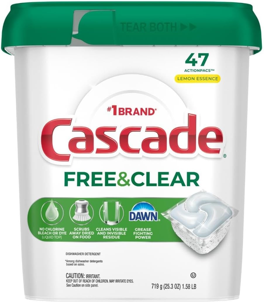 Cascade Free & Clear Dishwasher Pods, Dishwasher Detergent, Dish Detergent Soap,