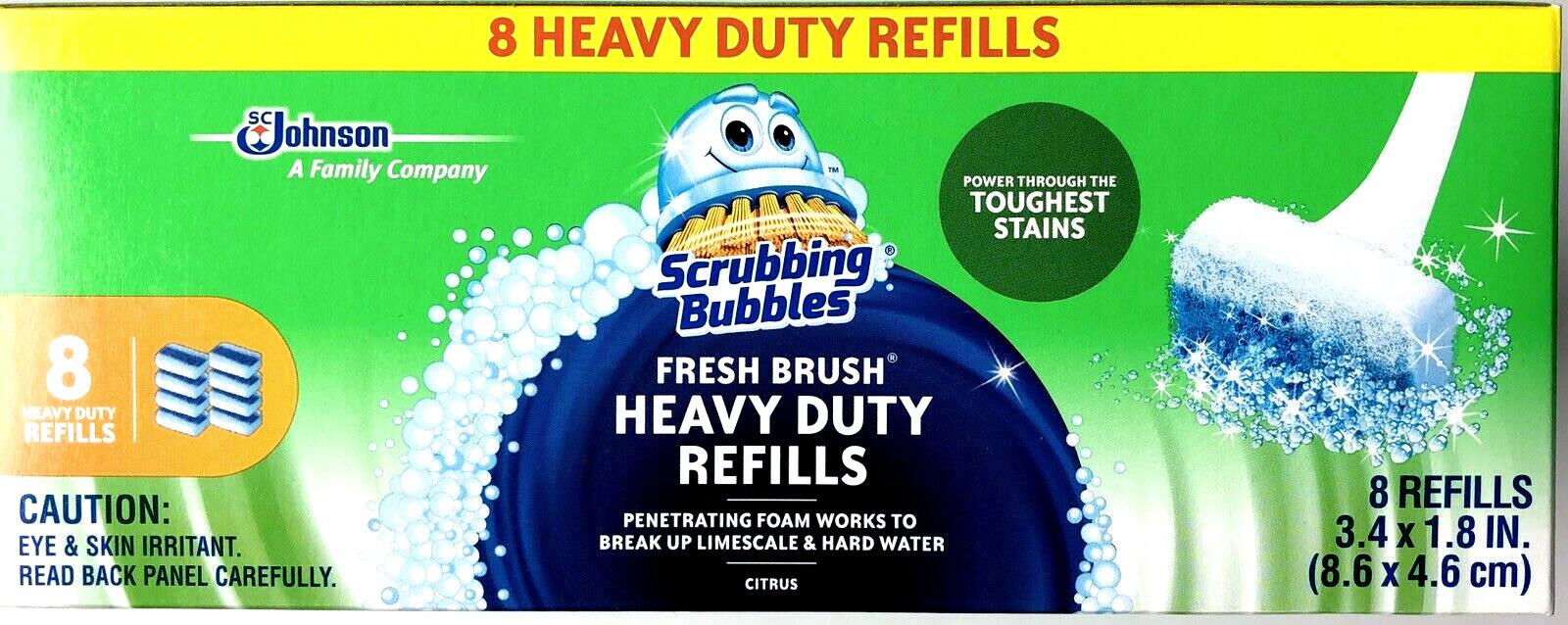 Scrubbing Bubbles One 8 Pack Citrus Fresh Brush Heavy Duty Refills Foam Pads