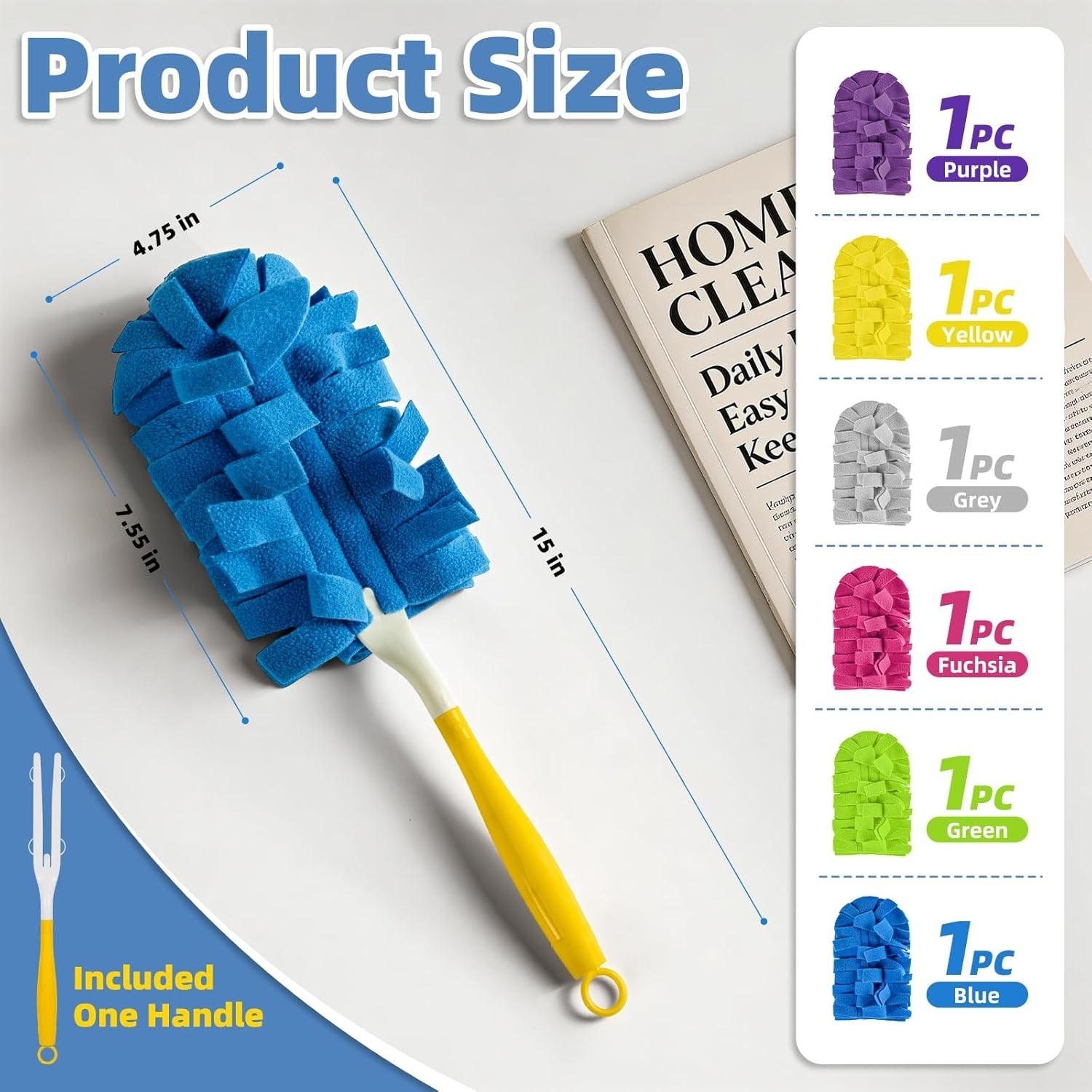 6 PCS Fleece Reusable Duster Refills for Swiffer, Washable 360 Dusters for Cl…