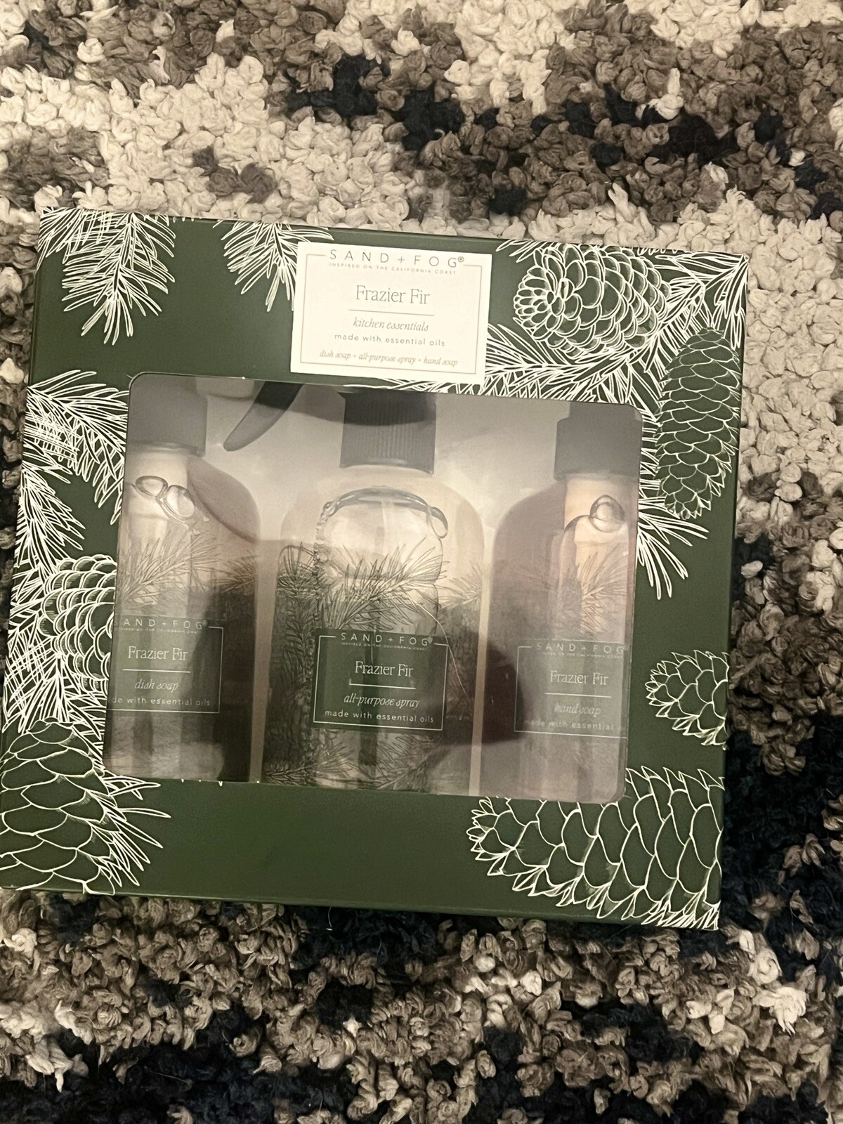Sand + Fog FRAZIER FIR Kitchen Essentials 3 Piece Gift Set 10 Oz. Each Soap/Spra