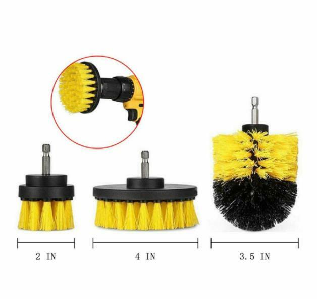 3PC Cleaning Drill Brush Cleaner Tool Electric Power Scrubber Kitchen Bath Car