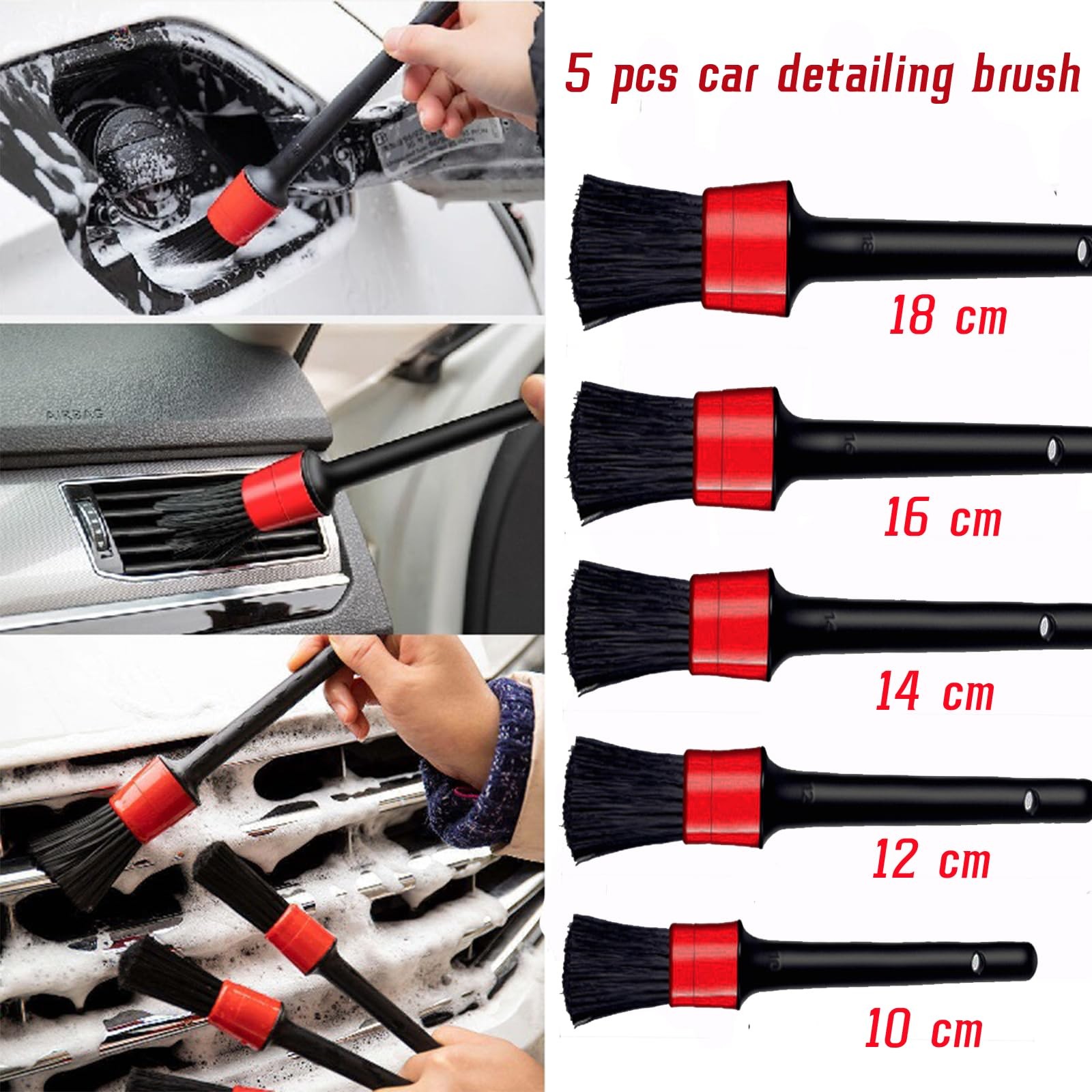 LVSENLIN 10pcs Auto Car Detailing Brush Set,Car Interior Cleaning Kit,Includi…