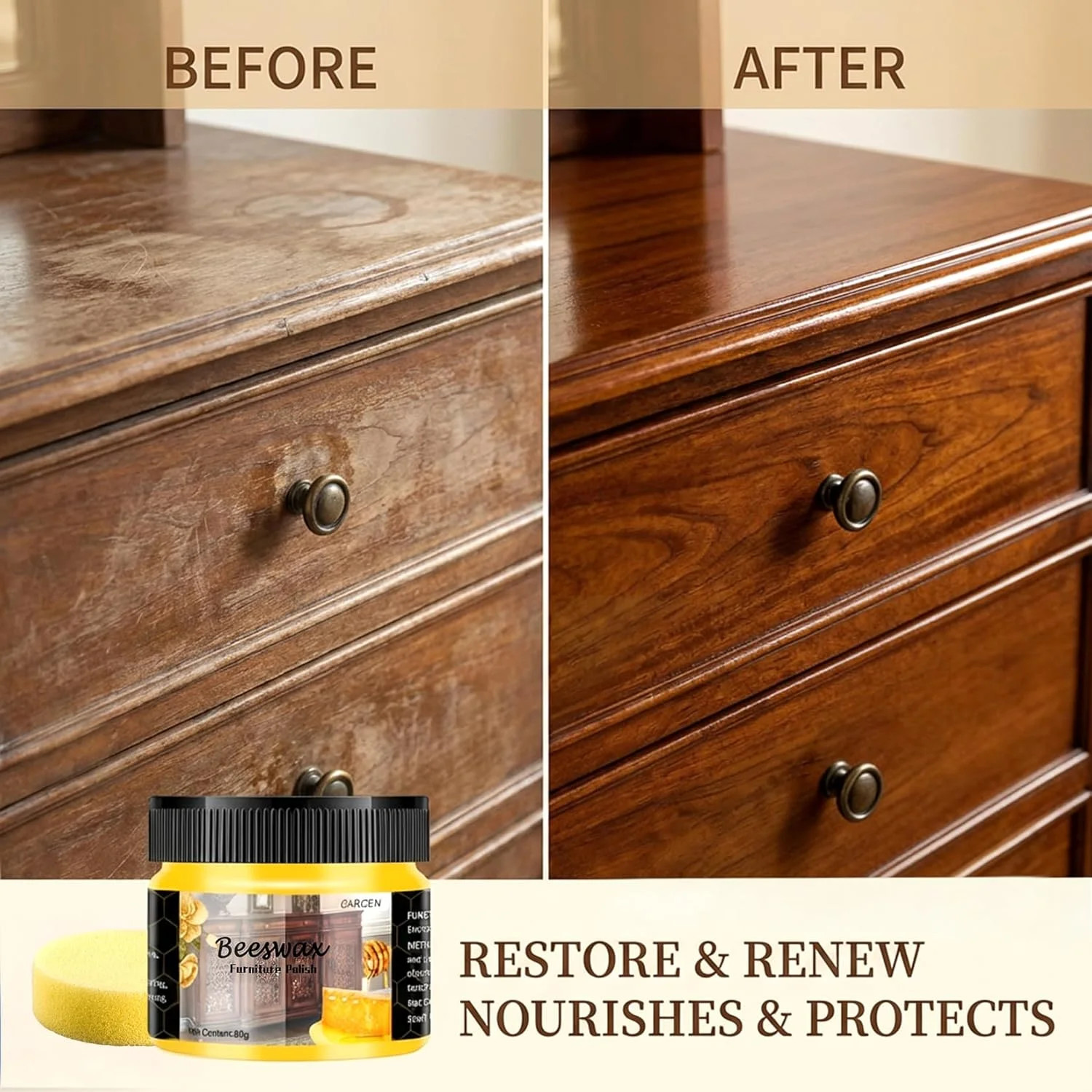 CARGEN Beeswax Furniture Polish, Wood Seasoning Beeswax for Furniture Wood Polis