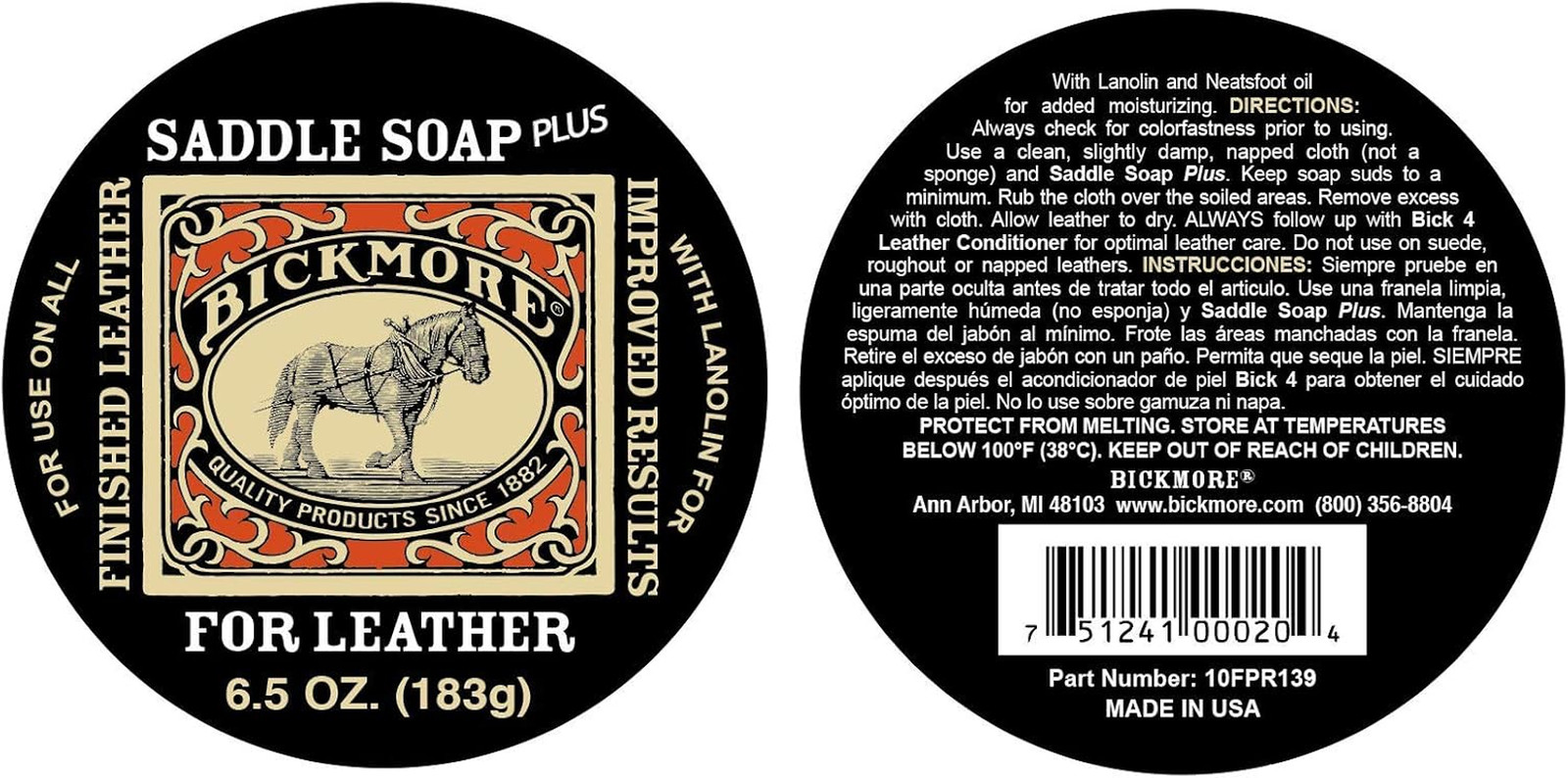 Saddle Soap plus – 6.5Oz – Leather Cleaner & Conditioner with Lanolin – Restorer