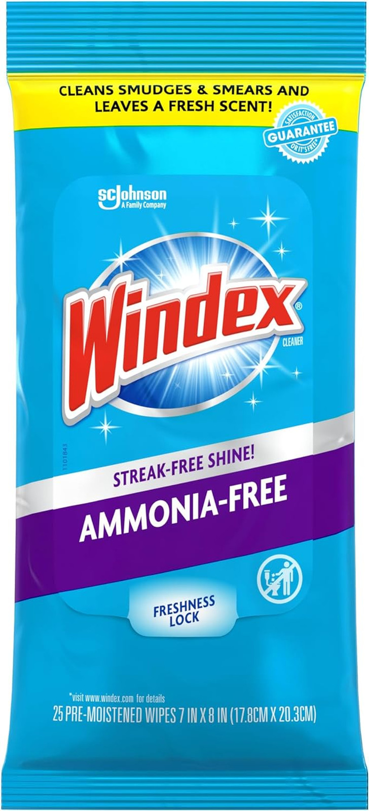 Windex Wipes Glass Cleaning Ammonia Free, Pre-Moistened Wipes for Cleaning All G