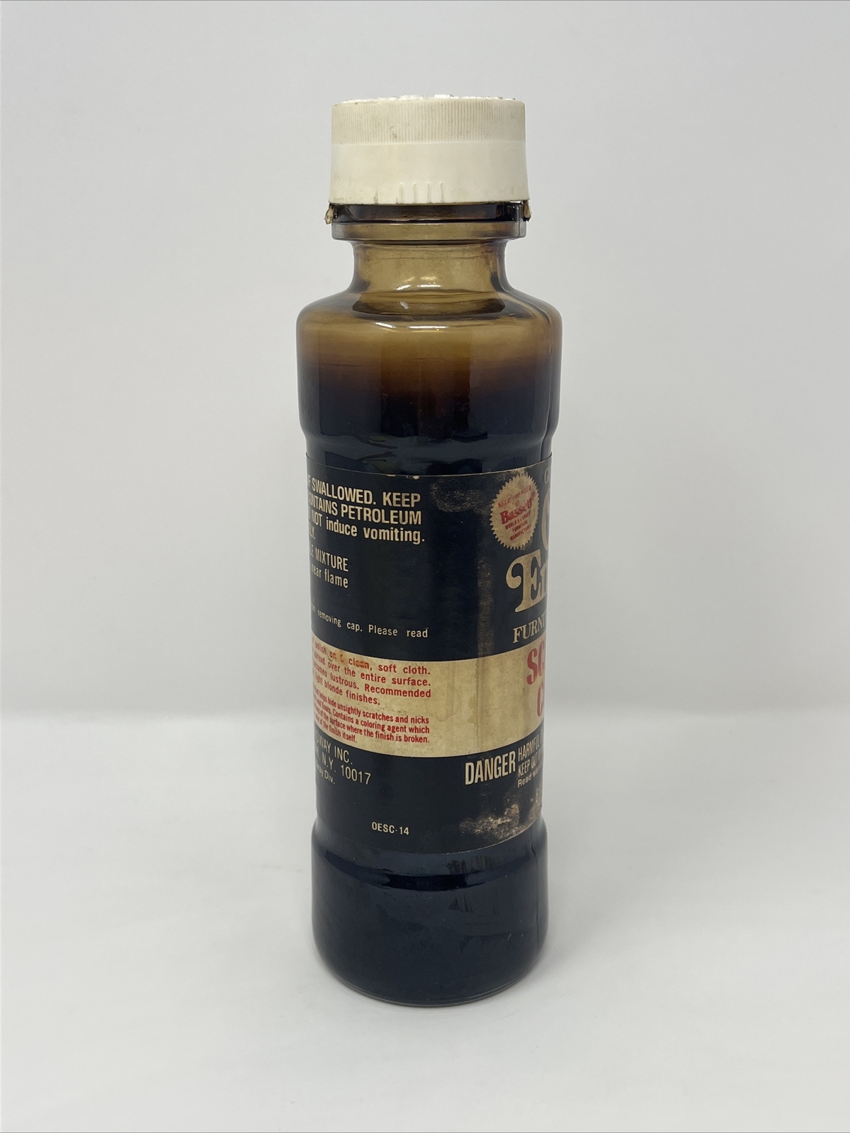 Vintage Old English Scratch cover Furniture Polish Glass Bottle