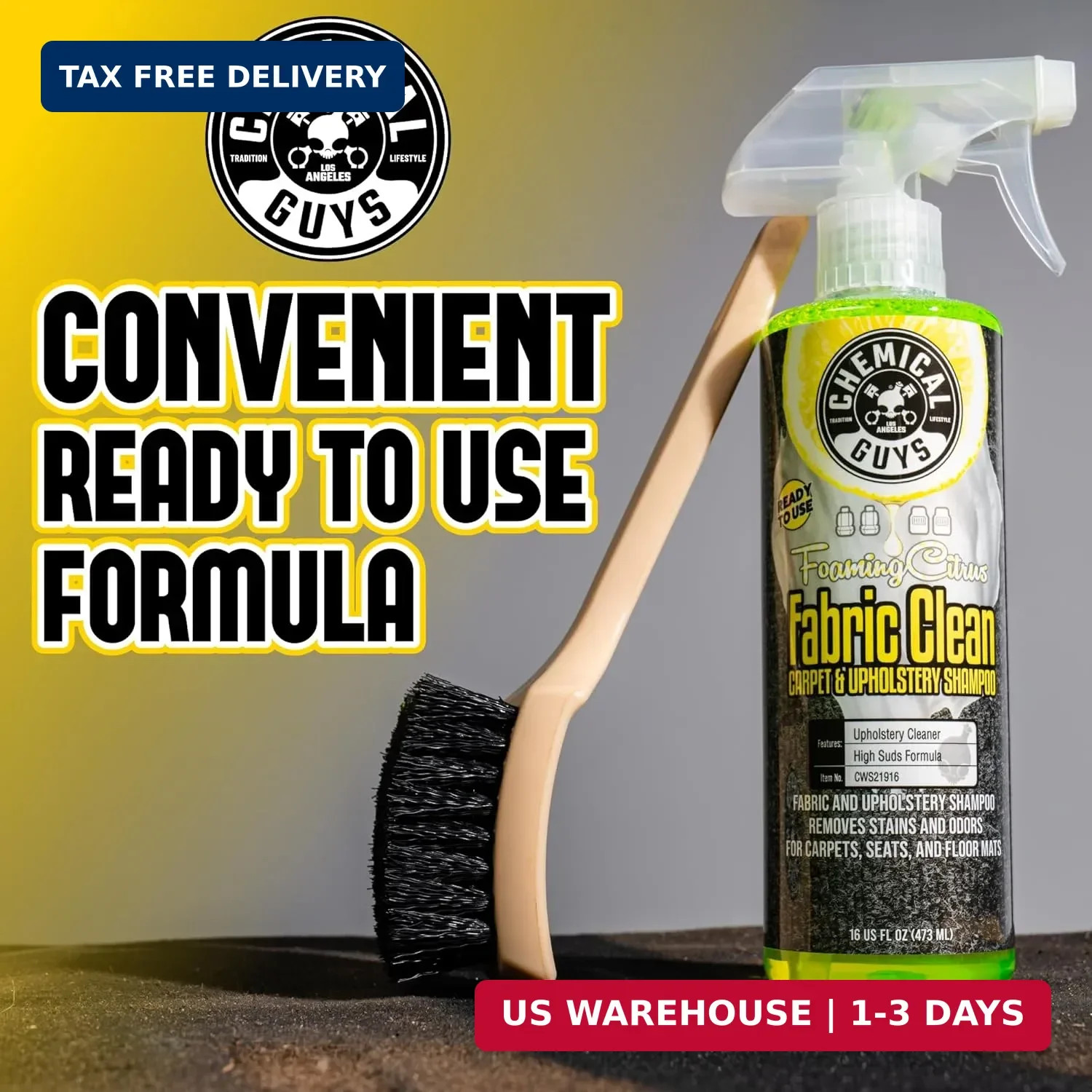 Chemical Guys Foaming Citrus Fabric Clean Carpet & Upholstery Cleaner – Car Carp