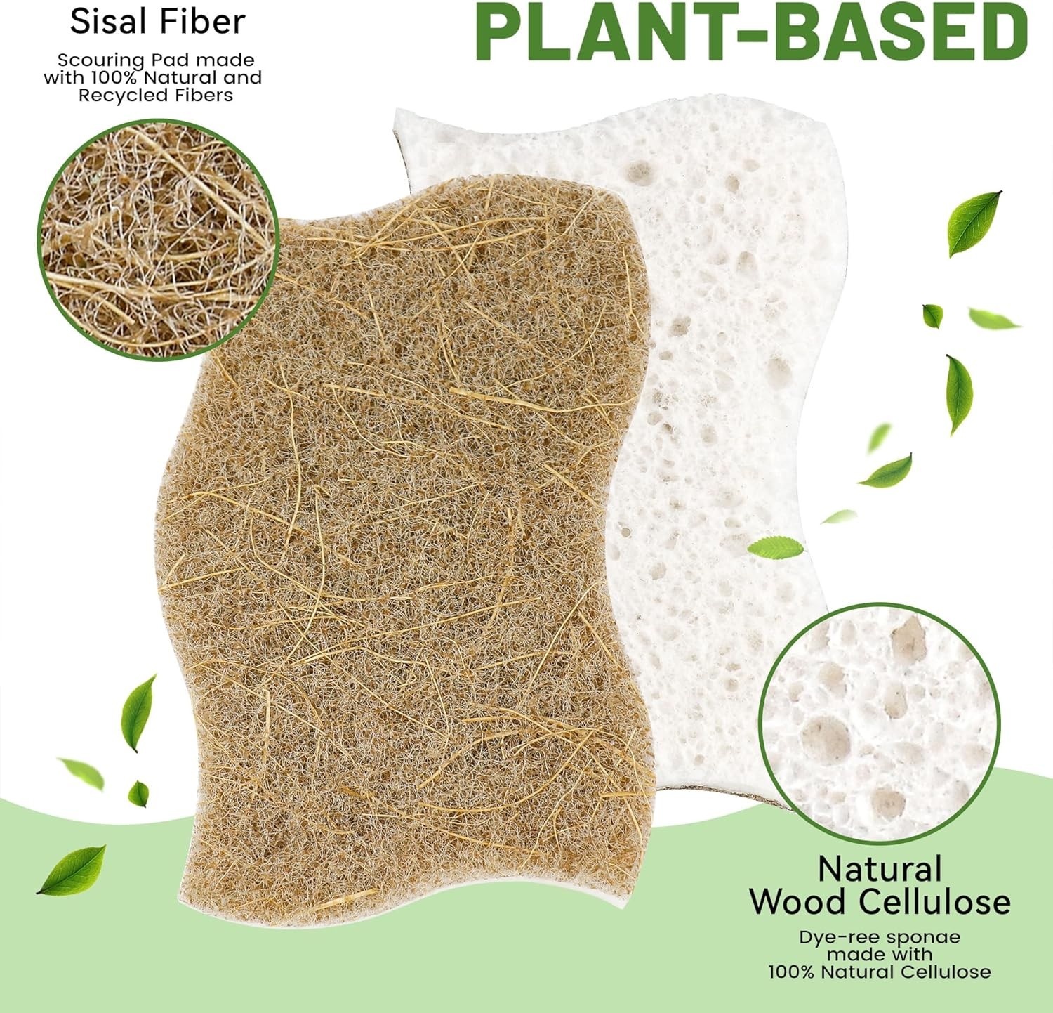 12 Pack Natural Cellulose Sponges for Dishes – Non-Scratch Kitchen Scrub Sponges