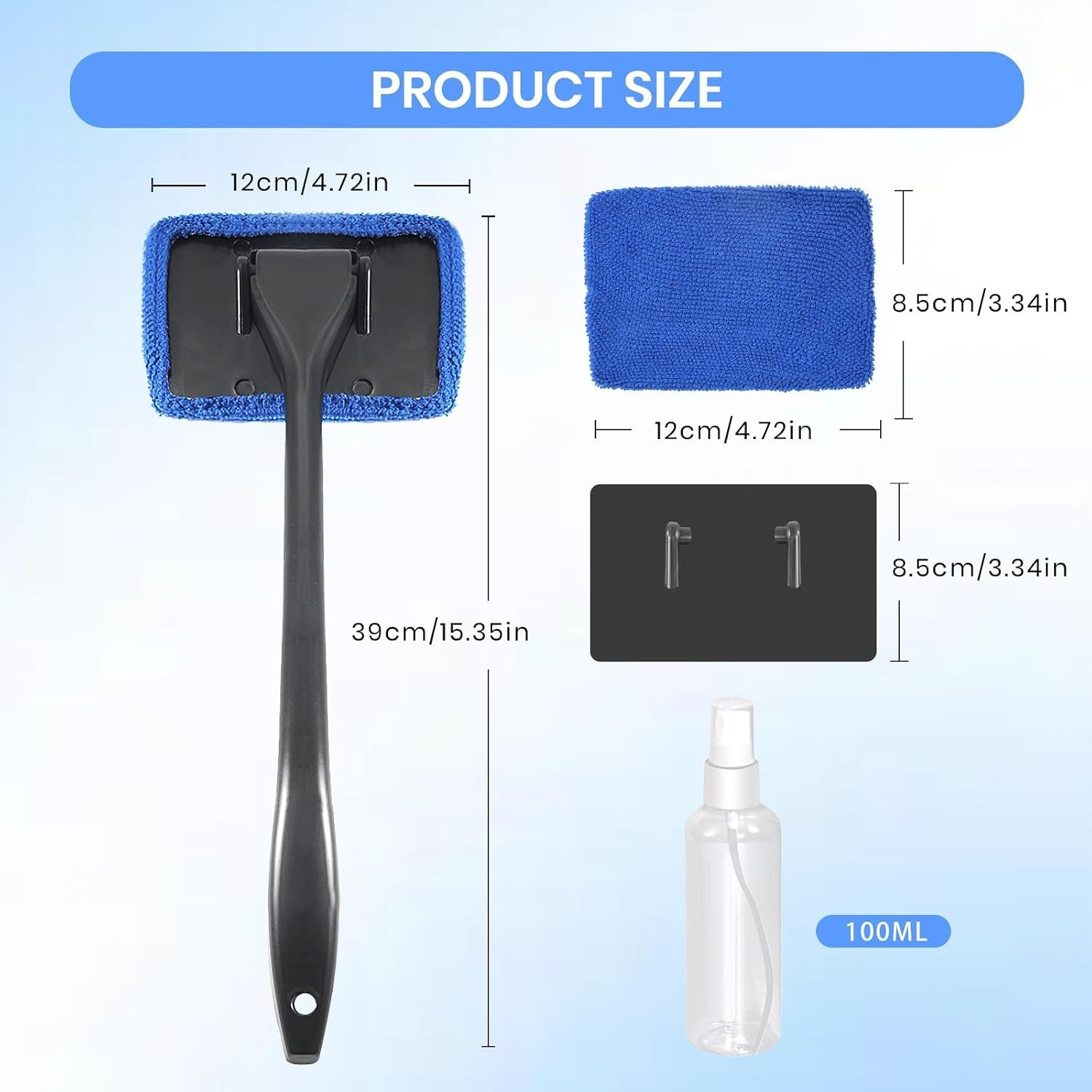 6PCS Car Window Cleaner with 5 Reusable and Washable Microfiber Pads and Exte…