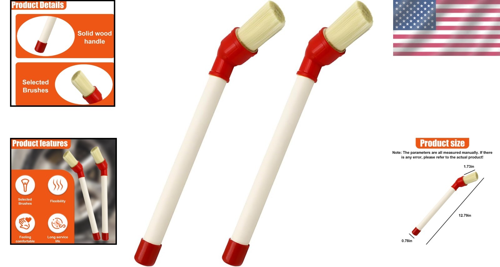 2PCS Car Curved Tire Mounting Paste Lube Brush, 45 Degree Angle Head Auto Wheel
