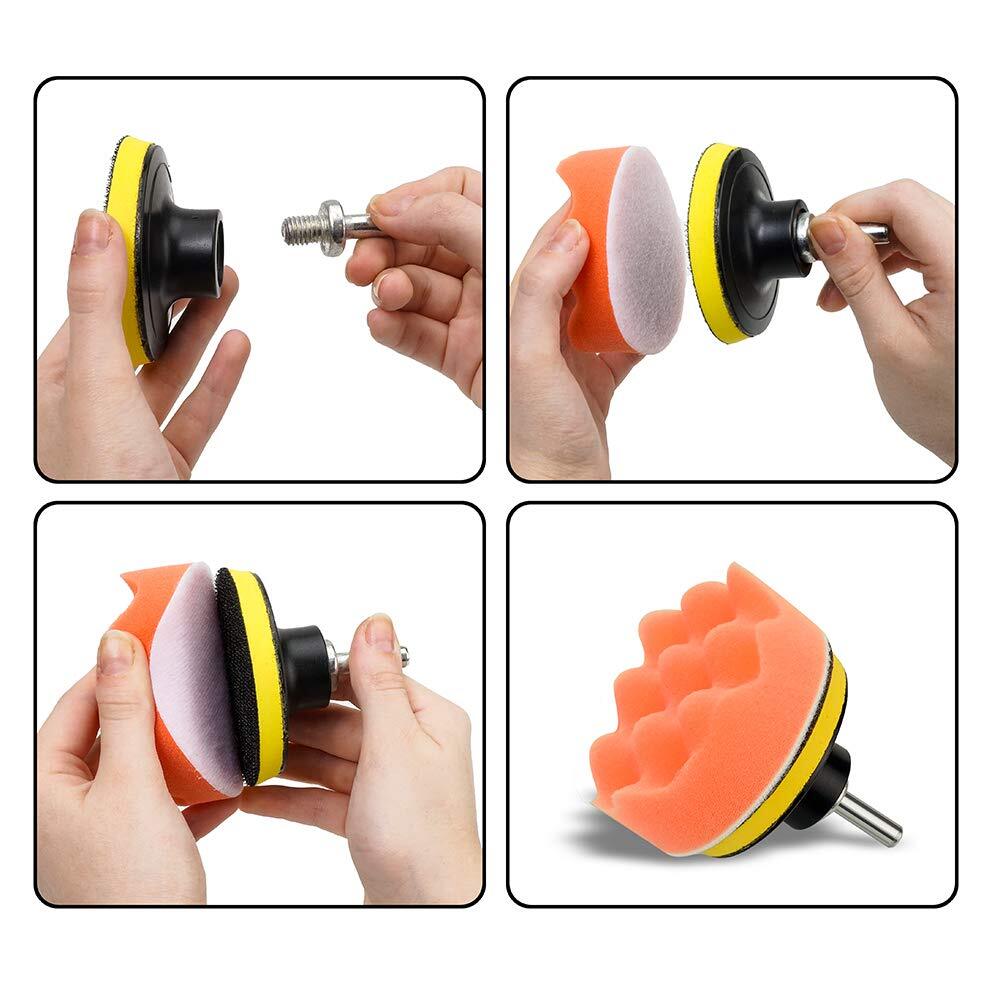 Car Polishers and Buffers Kit 11-PCs Polishing Pad Kit 3-in Polishing Wheel f…