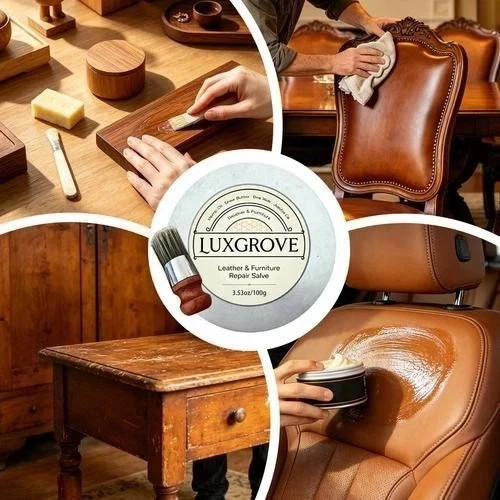 LUXGROVE Wood Finish Restorer | Portable Cleaner Cream with Brush | Cabinet And