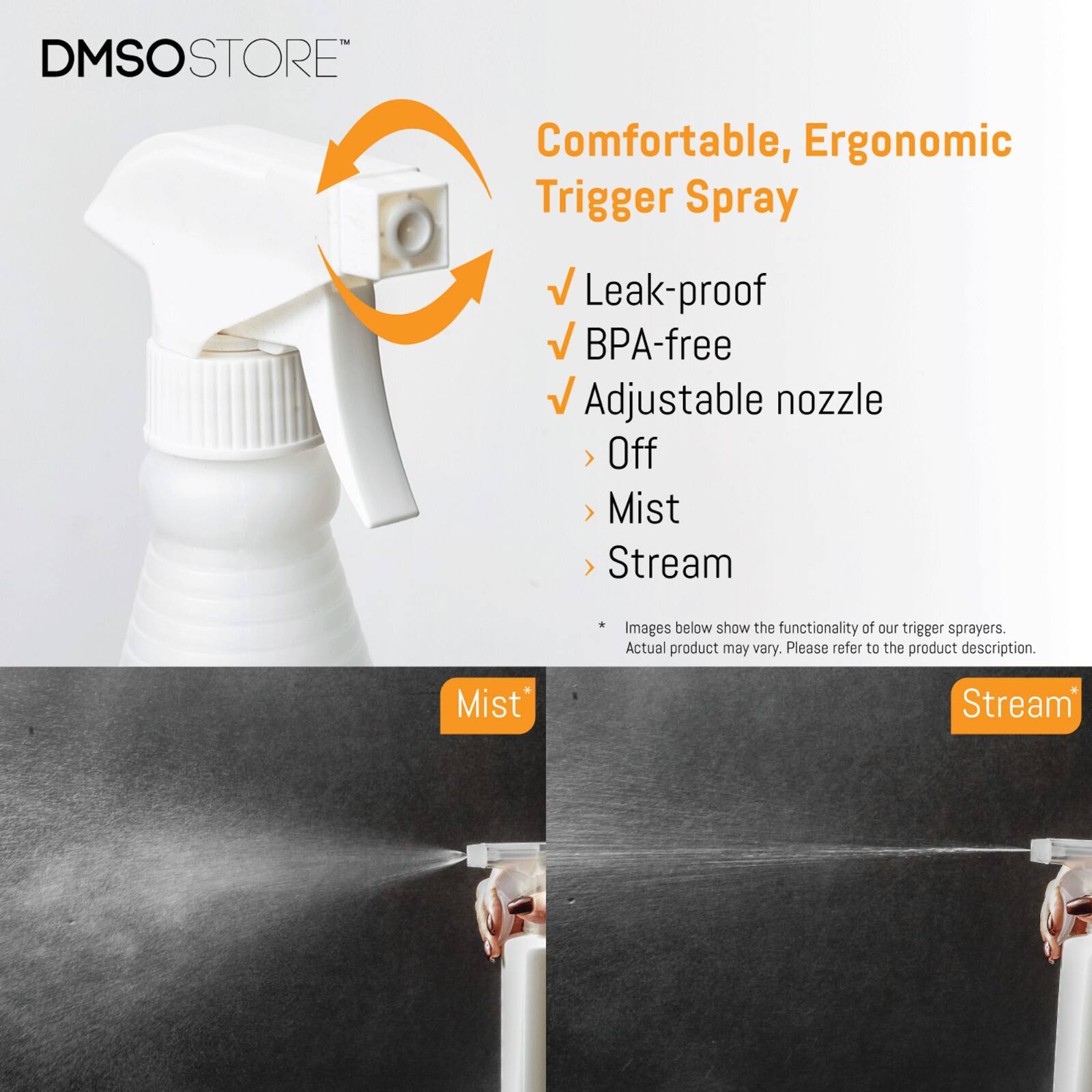 32oz. Plastic Trigger Spray Bottles, 2-Pack,Chemical Resistant, Heavy Duty