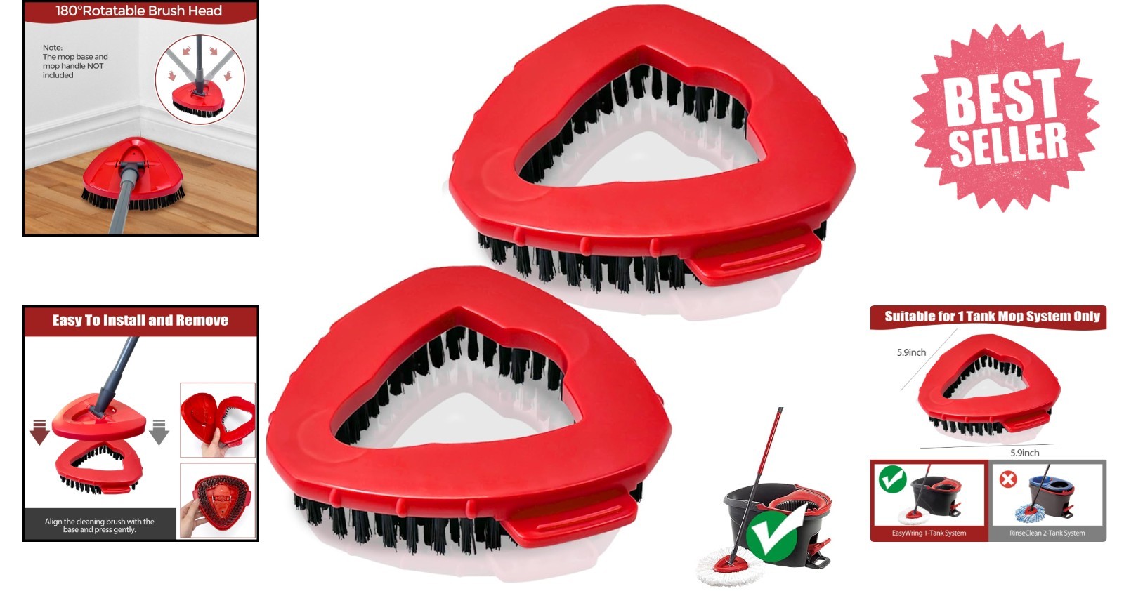 Multi-Surface Spin Scrub Brush Replacement Heads – 2 Pack for Easy Cleaning