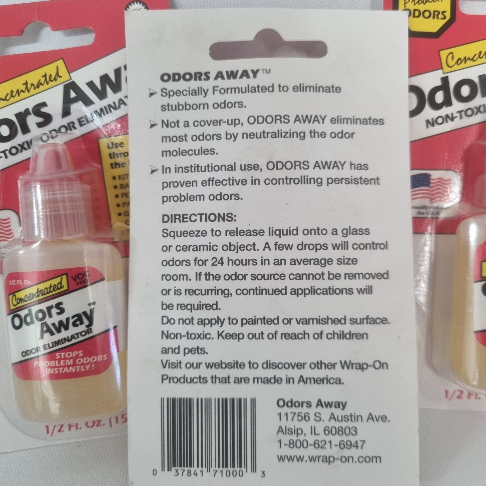 Lot of 3 – Odors Away Concentrated Odor Eliminator 1/2 fl oz Non-toxic