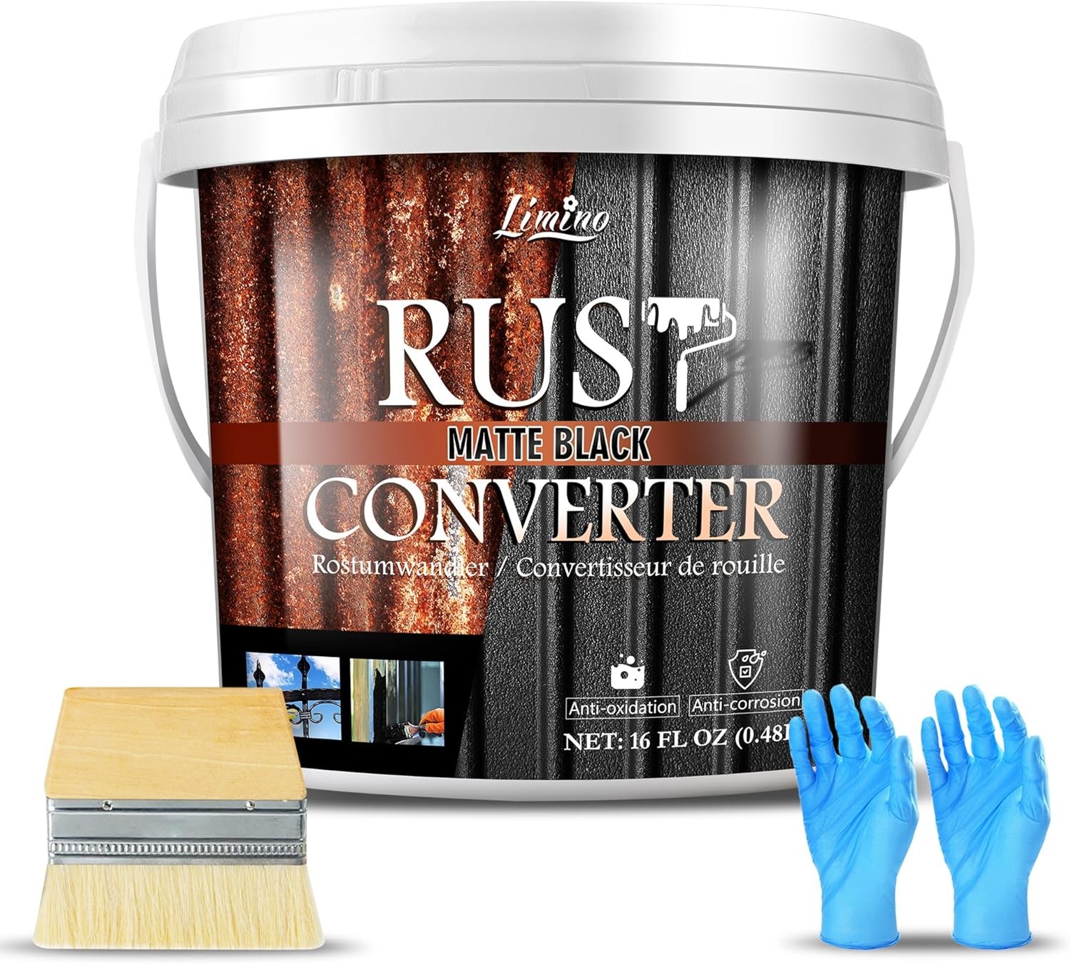 Rust Converter Metal Primer Black Paint Remover Encapsulator 16oz Automotive