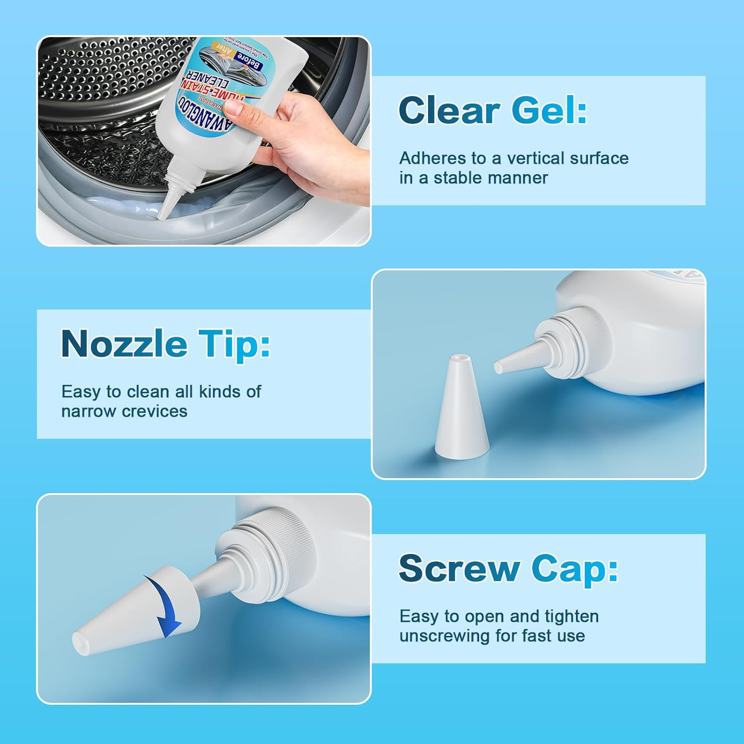 Home Cleaning Supplies: Kitchen and Bathroom Cleaner Gel for Grout and Appliance