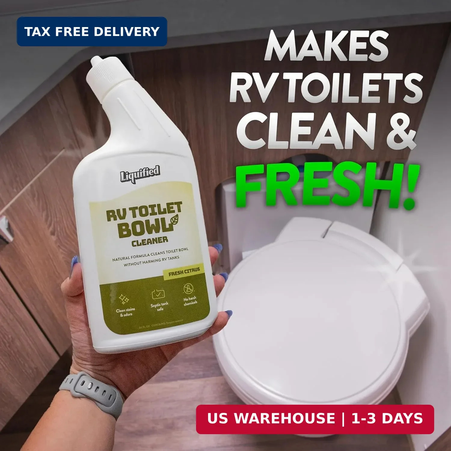 Liquified RV Toilet Bowl Cleaner – Natural RV Toilet Treatment Formula, Septic T
