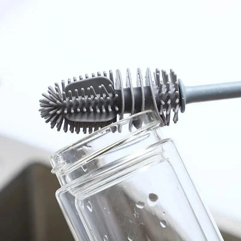 Silicone Bottle Brush Long Handle Cup Cleaner Glass Scrubber Kitchen Tool
