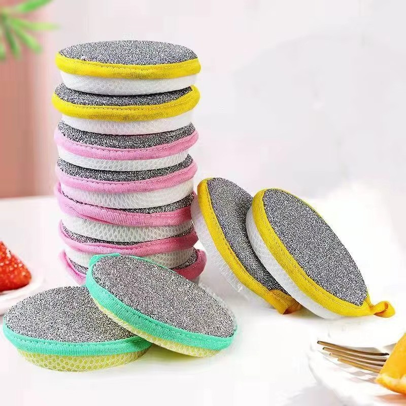 Double-Sided Scouring Pads Dish Pan Washing Sponge Kitchen Cleaning Tool