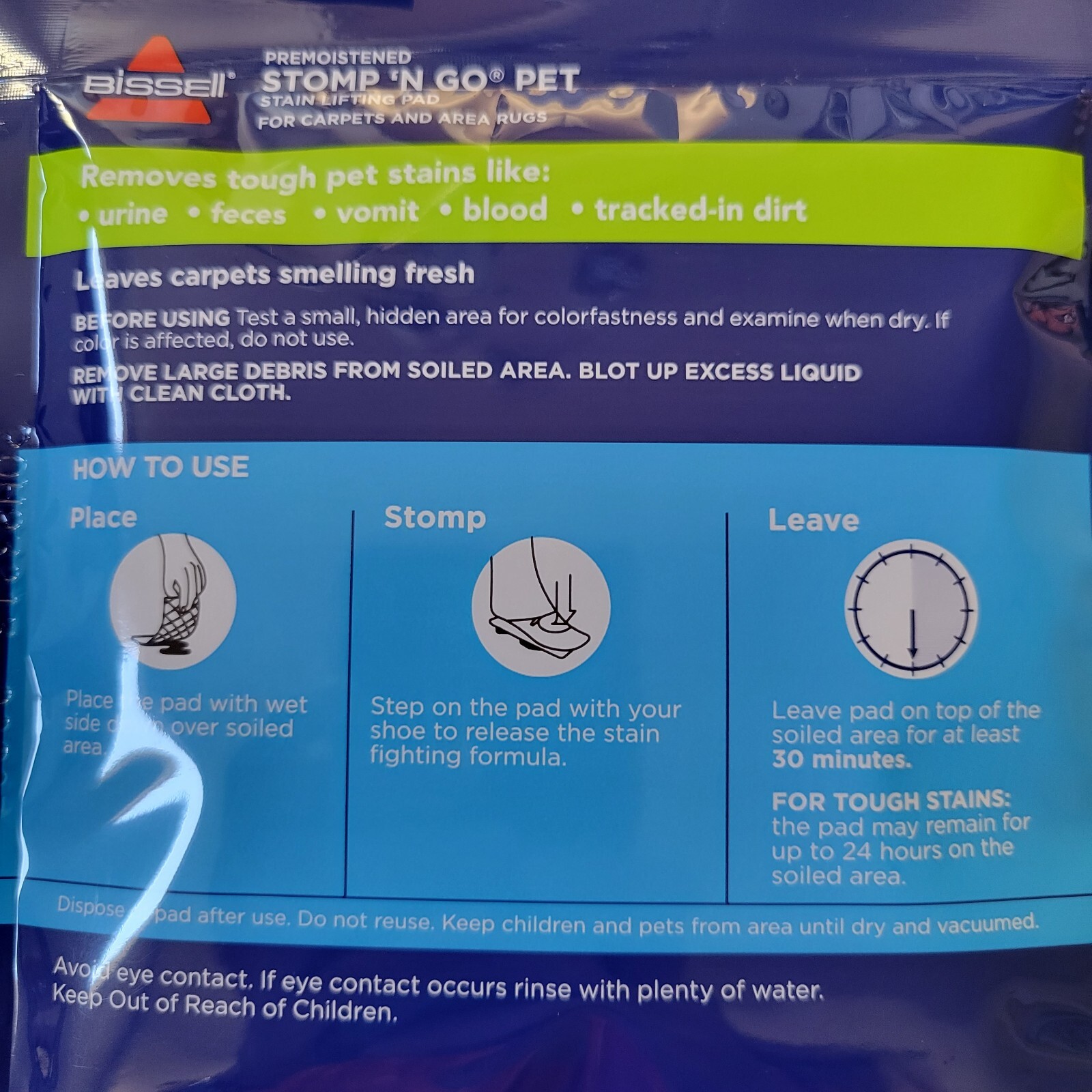 5 Pack Bissell Stomp ‘n Go Pet Stain Lifting Pads +OXY Carpet Pet Stain Remover
