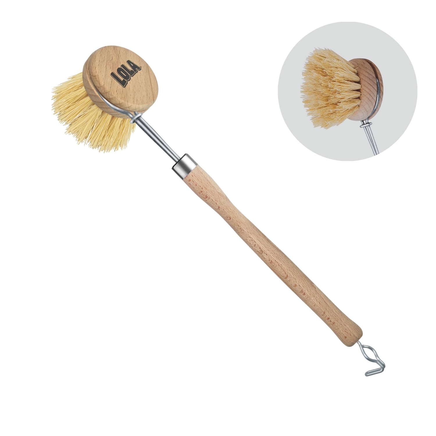 Sustainable Kitchen Cleaning Brush with Replaceable Head Made from Birch Wood
