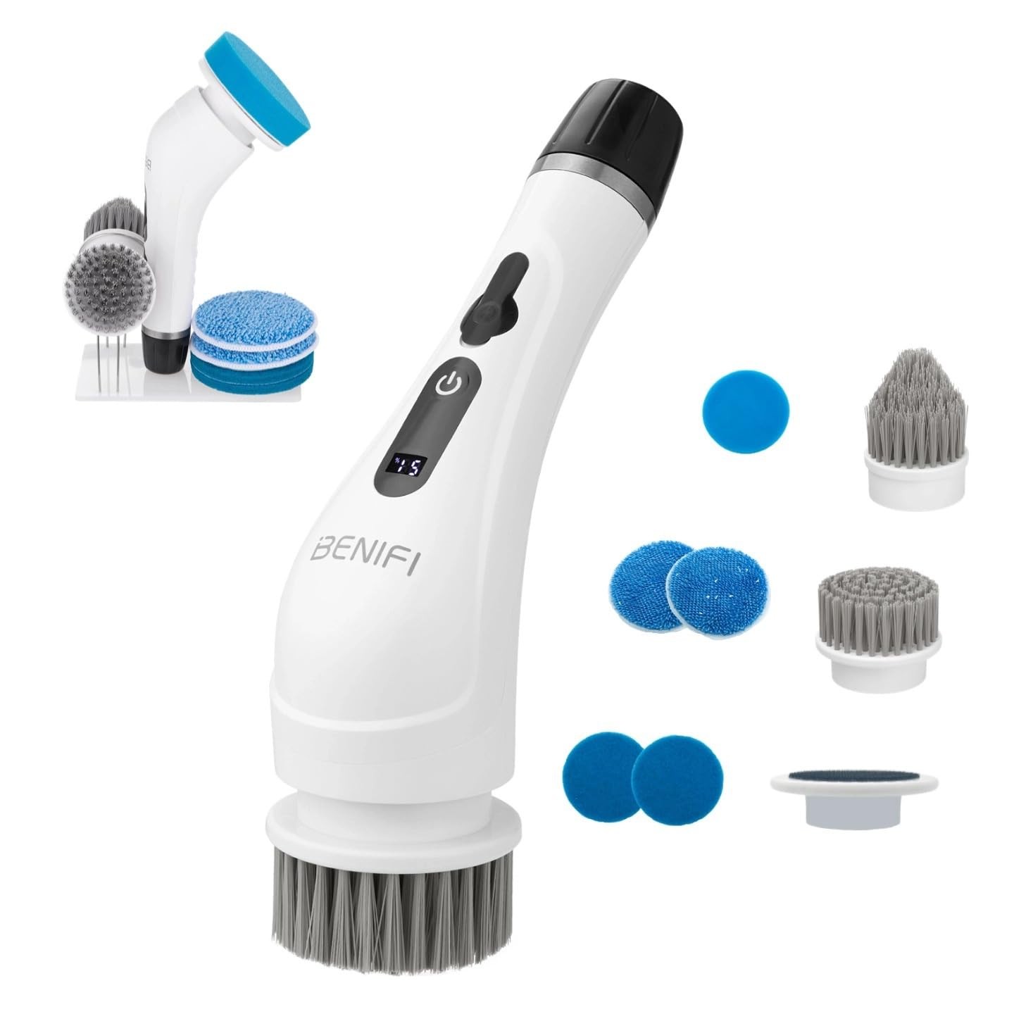 Electric Spin Scrubber Full-Body IPX7 Waterproof Cordless Bathroom Cleaning B…
