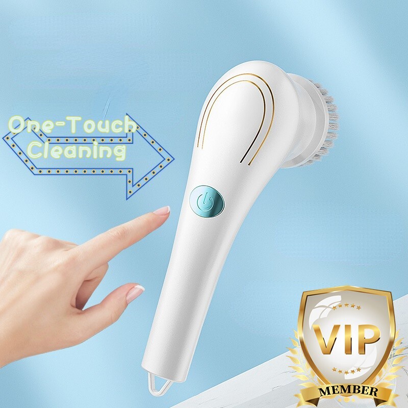 Electric Cleaning Brush Portable Scrub Brush Bring 5 Replaceable Brush Heads