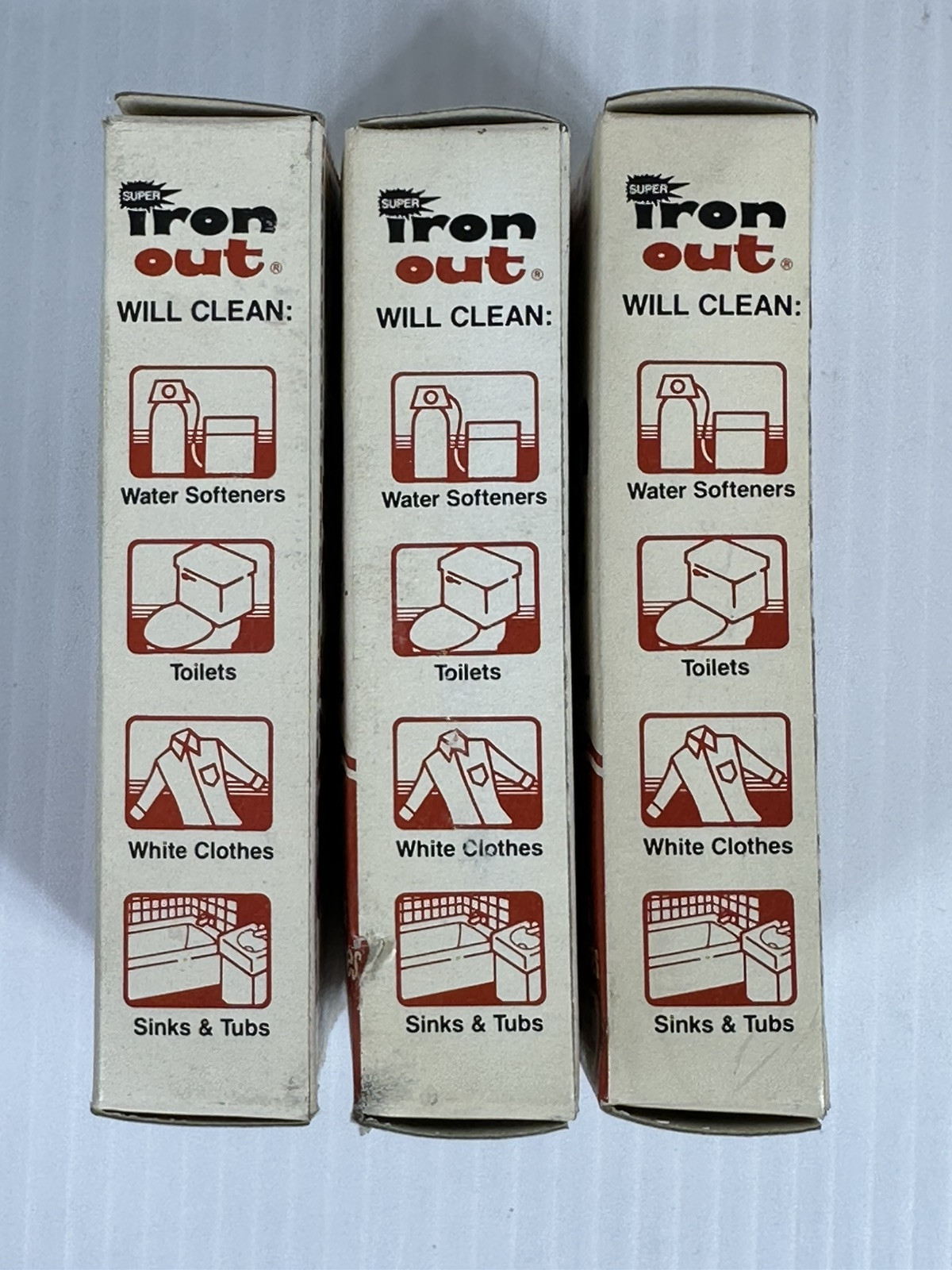 Vintage 3 Boxes Sample Super Iron Out The All Purpose Rust and Stain Remover