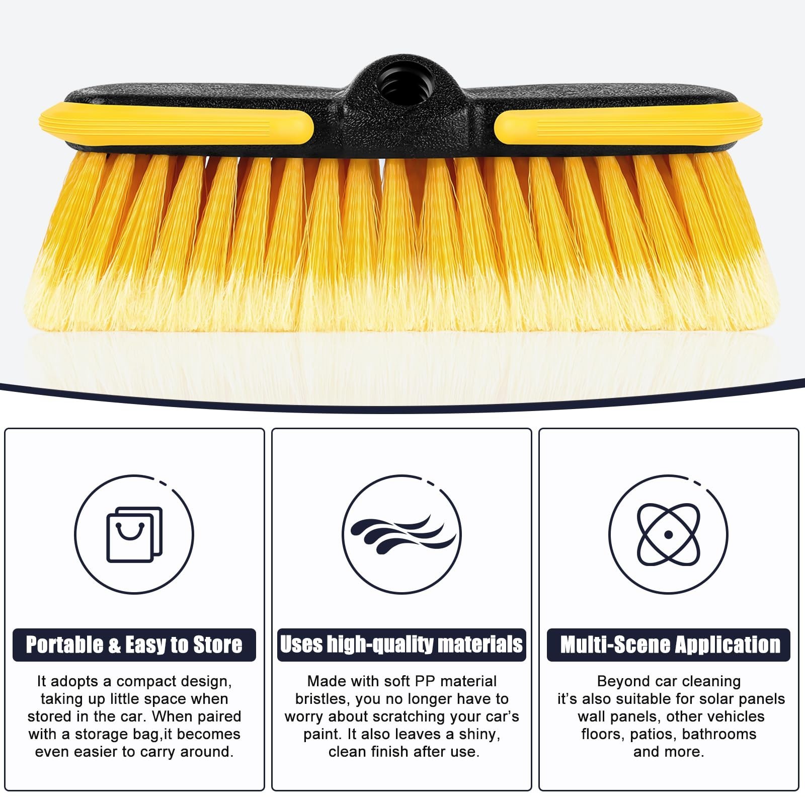 10″ Car Wash Brush Head – Scrub Attachment for Long Handle Pole, Outdoor Cleanin