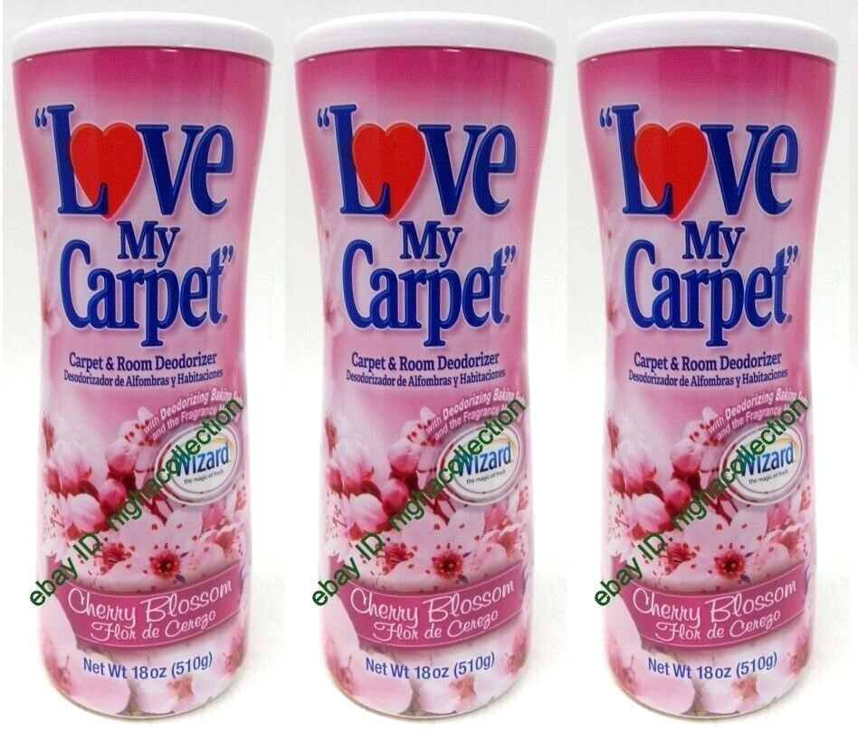 3x LOVE MY CARPET 2-in-1 Carpet & Room Deodorizer CHERRY BLOSSOM 18 Oz Ea SEALED