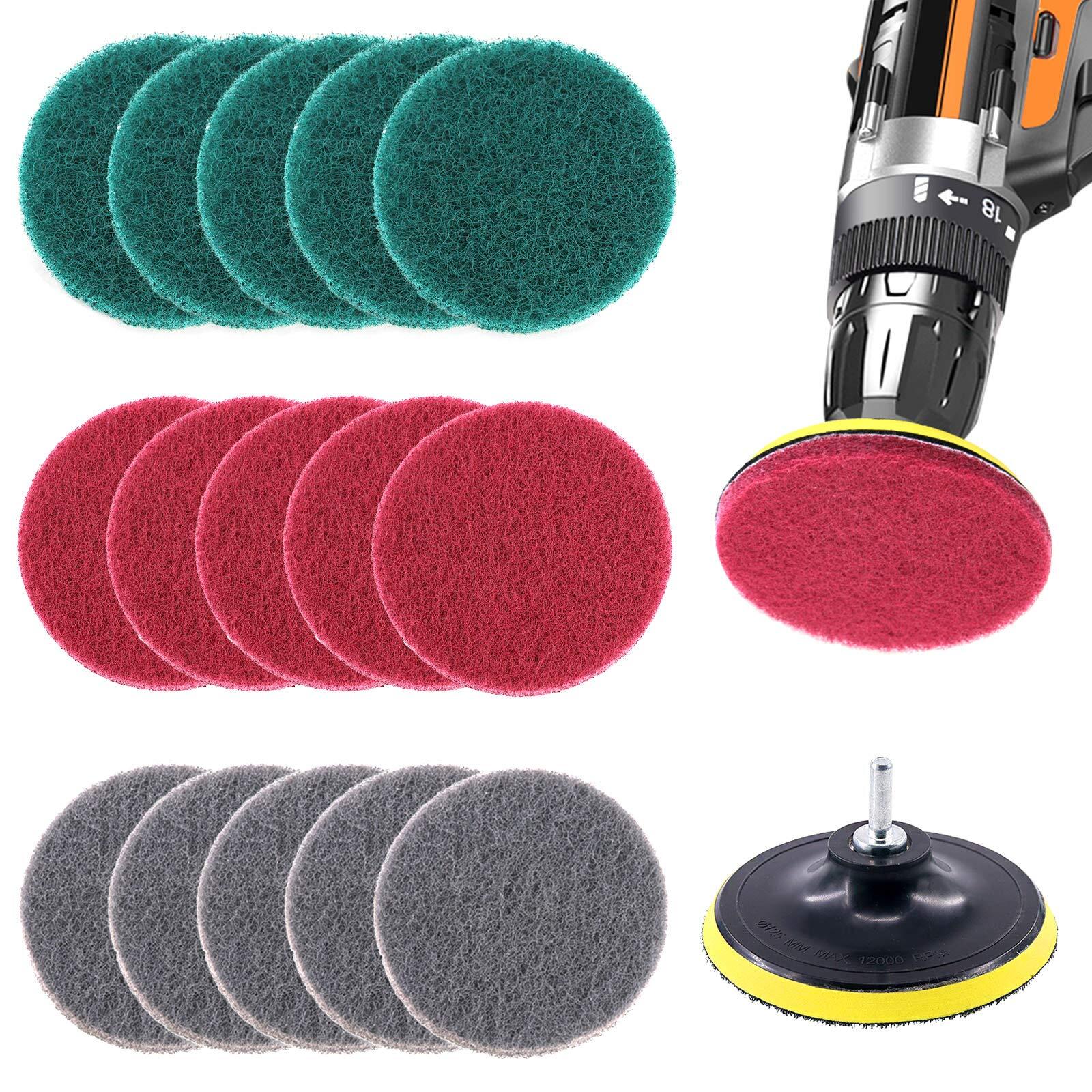 16pcs 5 Inch Drill Power Brush Tile Scrubber Scouring Pads Cleaning Kit With 5 I