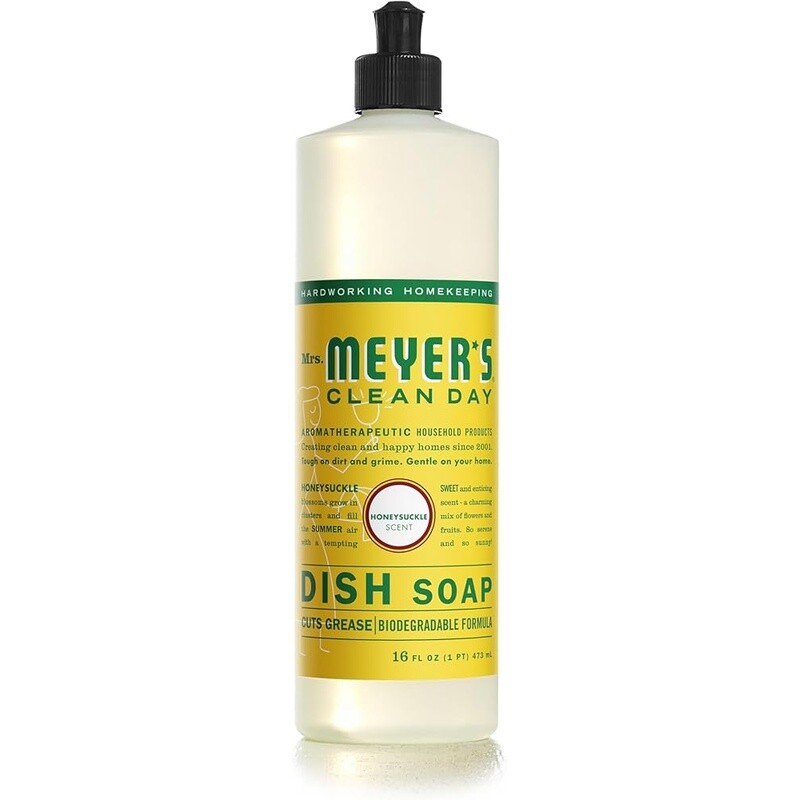 Biodegradable Liquid Dish Soap Honeysuckle Scent Grease Cutter Cruelty-Free 16oz